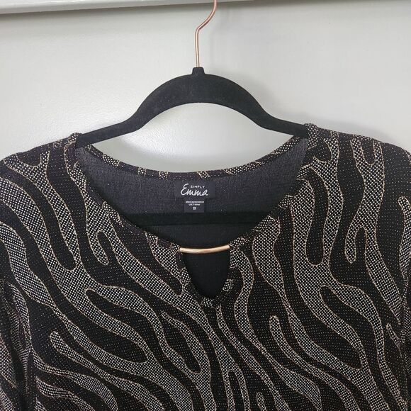 Simply Emma Womens Metallic Shimmer Long Sleeve Blouse Size 1X - Picture 3 of 4